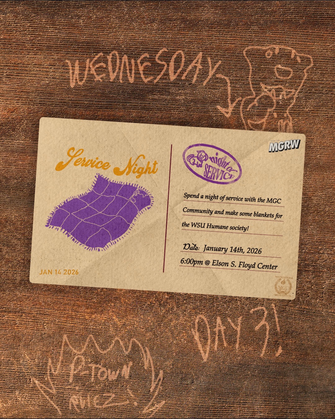 Greetings from P-Town, IT’S MGRW SEASON!
It’s officially that time of year again here at MGC, 5 days, 5 events and UNLIMITED OPPORTUNITIES to get to know the MGC community here at Washington State University!
📆WEEKLY SCHEDULE📆
MONDAY - CD Painting💿
Join us in custom painting your own CD with the MGC community!
Elson S Floyd Center - 6:00pm
TUESDAY - Smores n Games⛺️
Enjoy some smores and board games with the MGC community!
Elson S Floyd Center - 6:00pm
WEDNESDAY - Service Night🧶
Help us make blankets for the WSU Humane Society!
Elson S Floyd Center - 6:00pm
THURSDAY - Karaoke Night🎤
Sing some songs with members from MECHA, BSU and APASC!
Elson S Floyd Center - 6:00pm
FRIDAY - The Yardshow🪩
Come watch our MGC orgs stroll and show off a special piece of MGC culture!
Elson S Floyd Center - 6:00pm
We can’t wait to see you all there!
@wsu.ataus @wsu_anu @aka_kappasigma @kappapi_nupes @wsuchisigs @wsu.syz @gaowsu @kdchi_wsu @wsu.chidsig @oemete @wazzulambdas @lta_zetasigma @wazzugammas @galloswsu @wsu.odphi