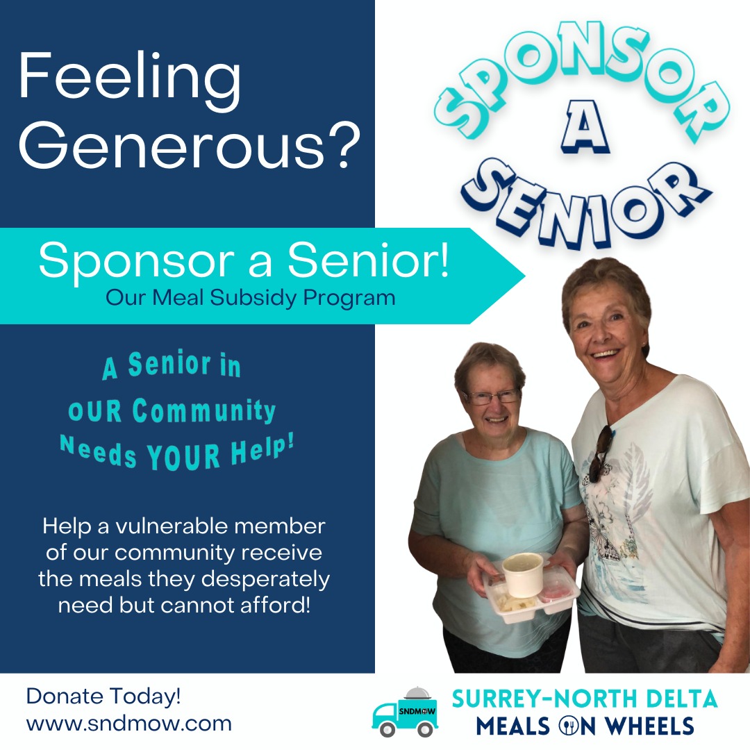 💝Are you feeling generous? Do you want to help a senior, or other vulnerable member of our community, in need?🫶Donate to our #SponsorASenior fund! Sponsor a Senior is our meal subsidy program that allows us to offer our meals at a reduced cost for those struggling with financial insecurities.✅Use the #DonateNow button on our website to make your contribution Today! (Link in Bio) https://sndmow.com/#surreynorthdeltamow #sndmow #surreybc #mealsonwheels #morethanjustameal #mealsforseniors #communityservice #serviceforseniors #likefollowsharecomment
